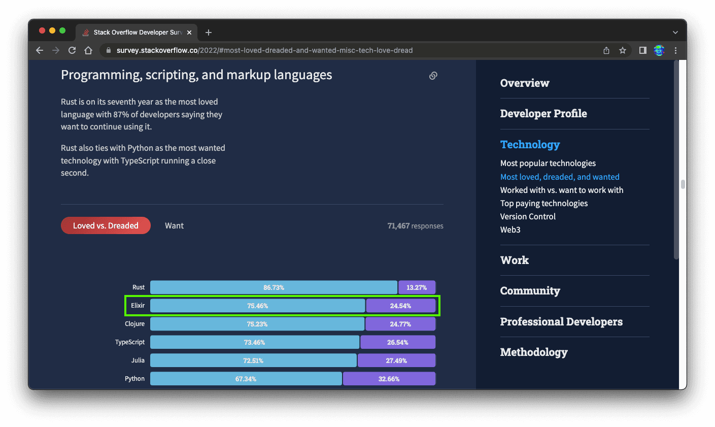 Screenshot of a ListPage